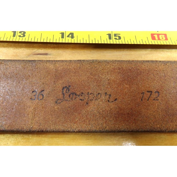 Mens Looper Hand Leather Tooled Belt # 172 Size 36 Brass Native American Buckle - Picture 12 of 16